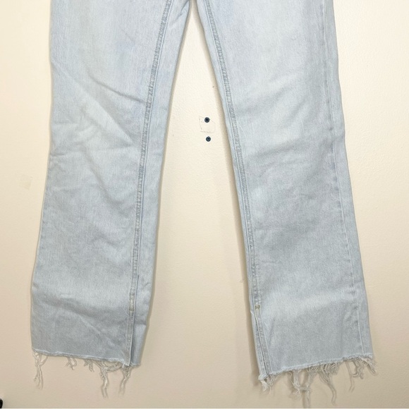 Mango Light Blue High Waist Wide Leg Raw Hem US 2 - Picture 5 of 7